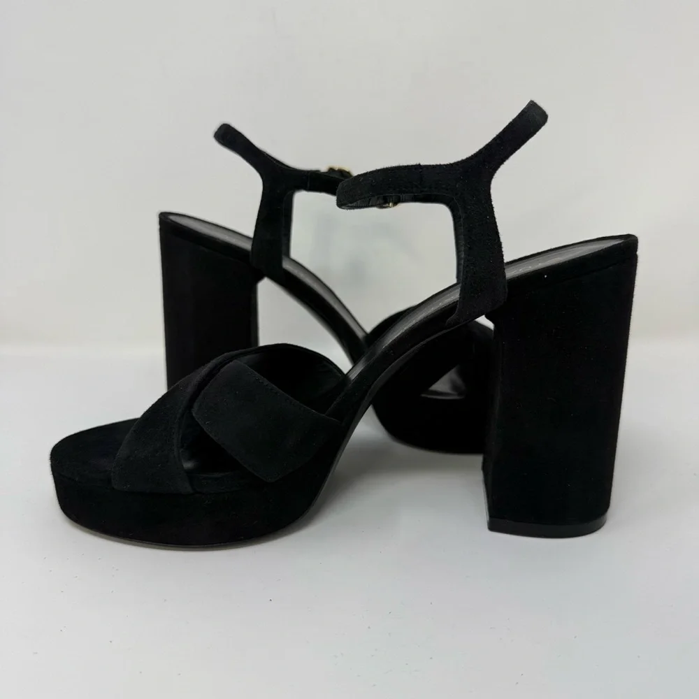 New Stuart Weitzman Dayna Suede Crisscross Platform Sandals Sz US 10